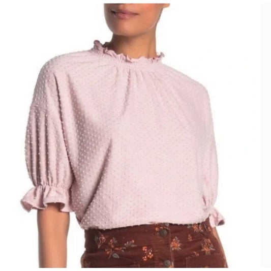 Texture and Thread MADEWELL Clip Dot Pink Ruffle Shirt Size S