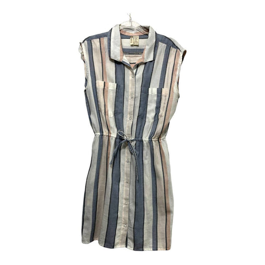 Japna Sleeveless Stripe Button Down Tie Waist Dress Size M