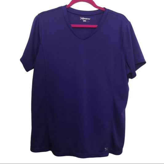 Xersion Short Sleeve V-Neck Workout Top Size XXL, Purple