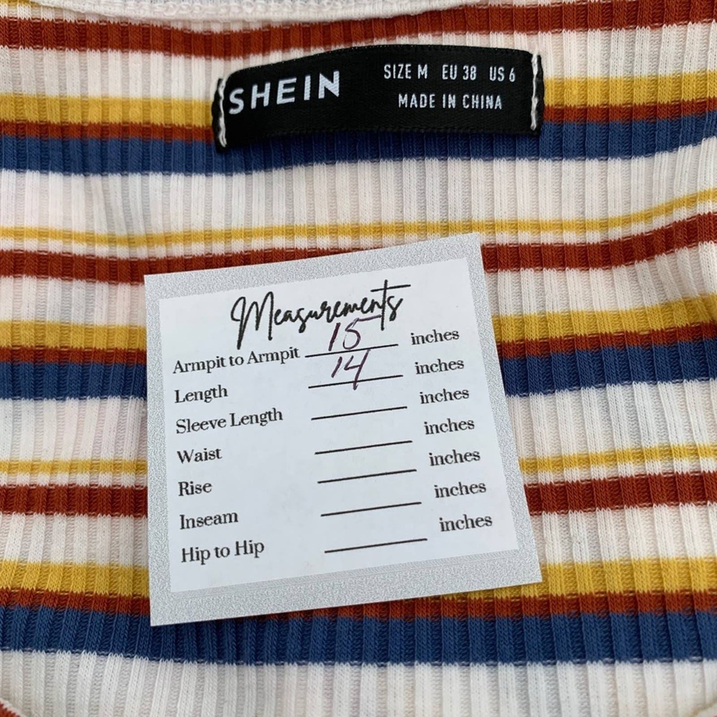 Shein Striped Button Front Tee Size M