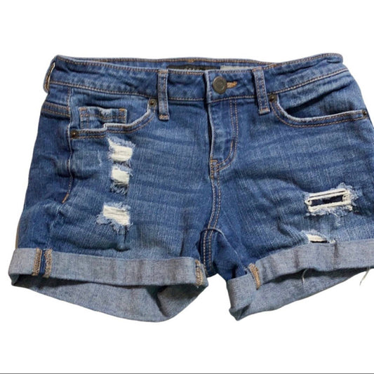 Aeropostale Midi Distressed Jean Shorts with rolled cuffs Size 0