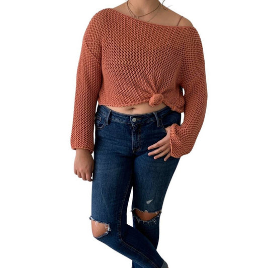 Forever 21 Contemporary Long Sleeve Knitted Crop Top Size M