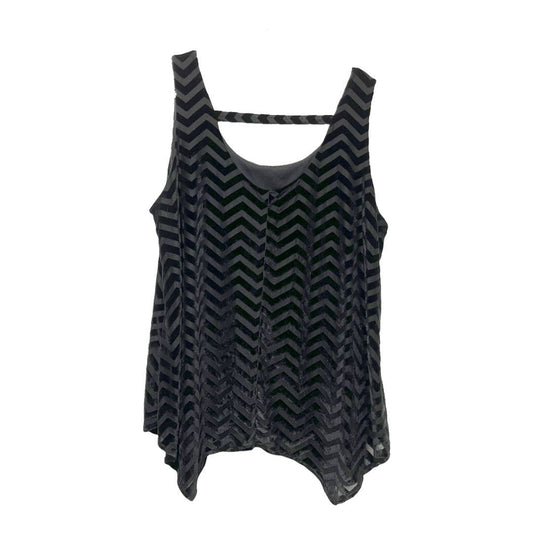 Lane Bryant Velvet Swing Sleeveless Top with Chevron Pattern, Size 18/20, Black