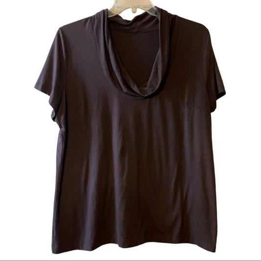 Lane Bryant Short Sleeve Cowl Neck Top Size 1X, Brown