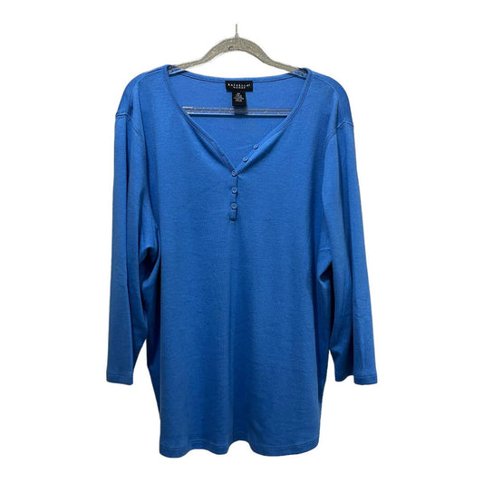 Rafaella 3/4 Length Sleeve Henley Tee Size 2X, Blue