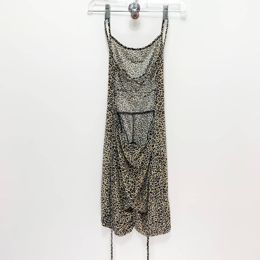 SHEIN Criss Cross Backless Leopard Night Romper Size M