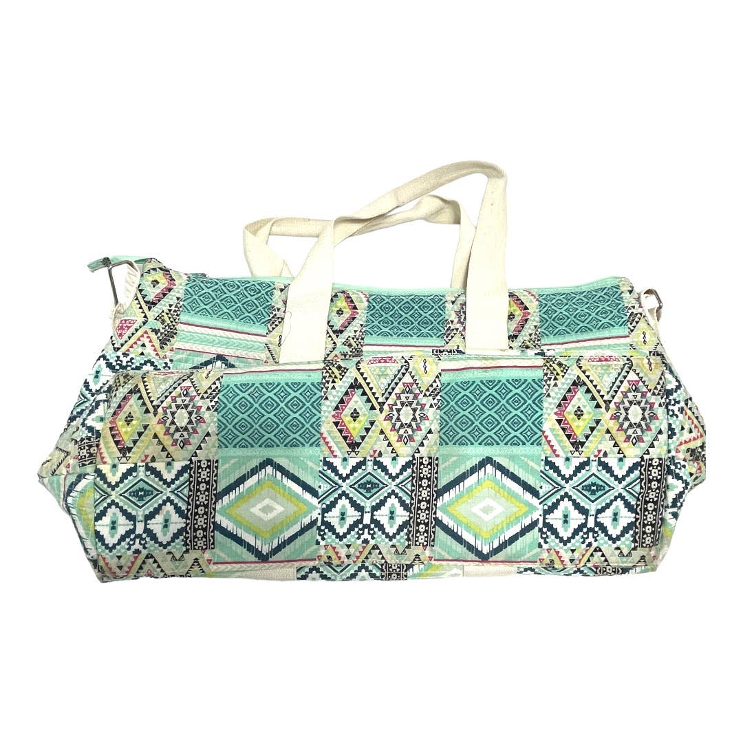 Aztec Printed Duffle Bag, Teal & Cream