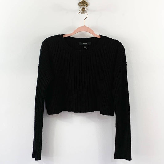 Forever 21 Long Sleeve Crop Top Size M, Black