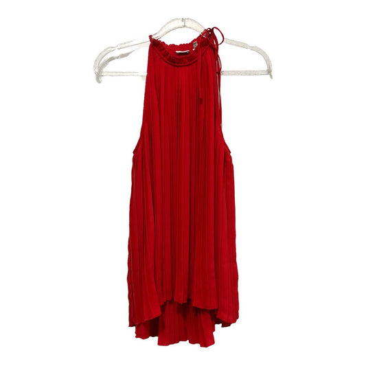 River Island Pleated Sleeveless Top with Adjustable Neck Ties Size 10, Red