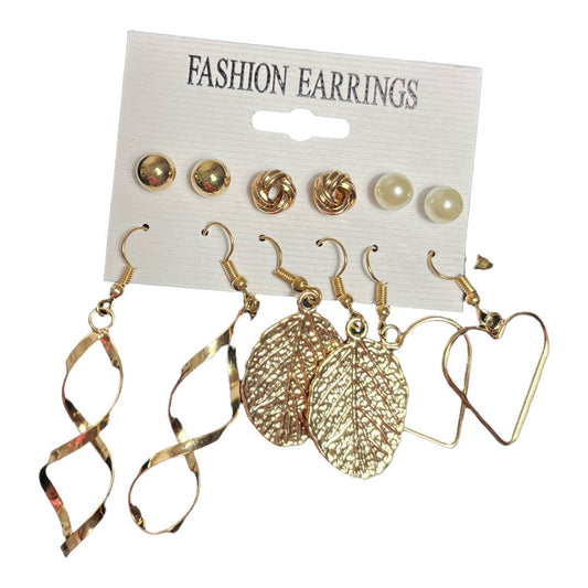 NEW Gold Tone Earrings set of 6