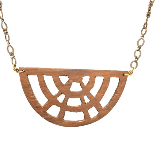 Azteca Semicircle Necklace Geometric Wood