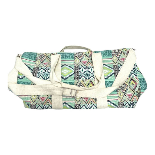 Aztec Printed Duffle Bag, Teal & Cream