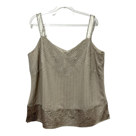 R & M Richards Beaded Cami Top Size 16W, Cream