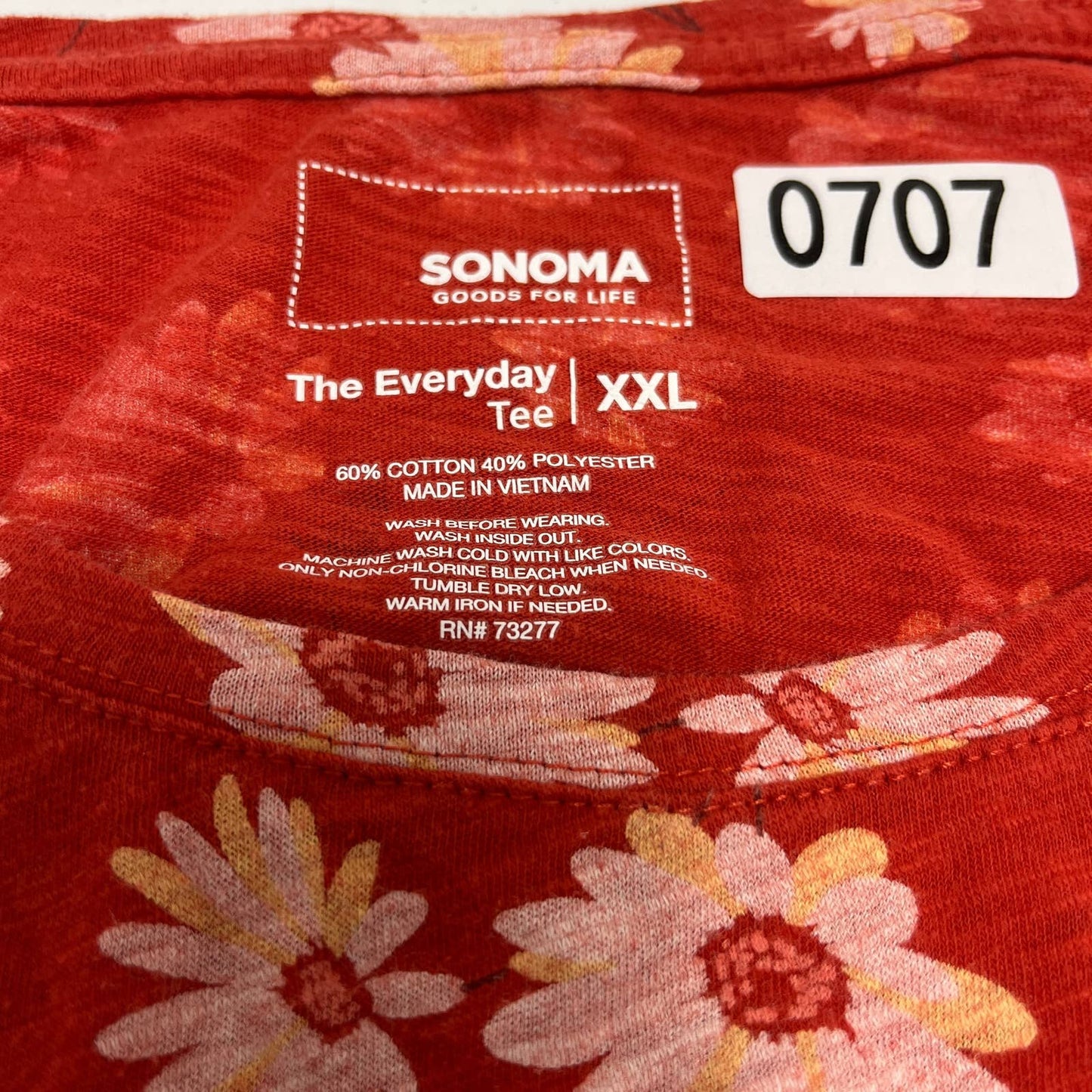 Sonoma Everyday Long Sleeve T-Shirt Size XXL, Burnt Orange Floral