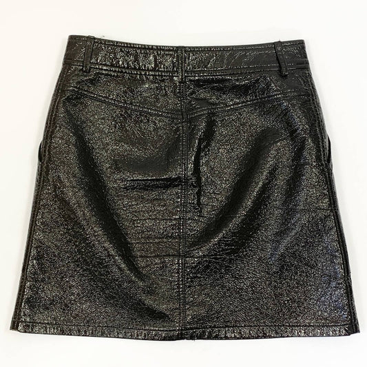 H & M Faux Leather Skirt with Front Zipper Size 10, Black