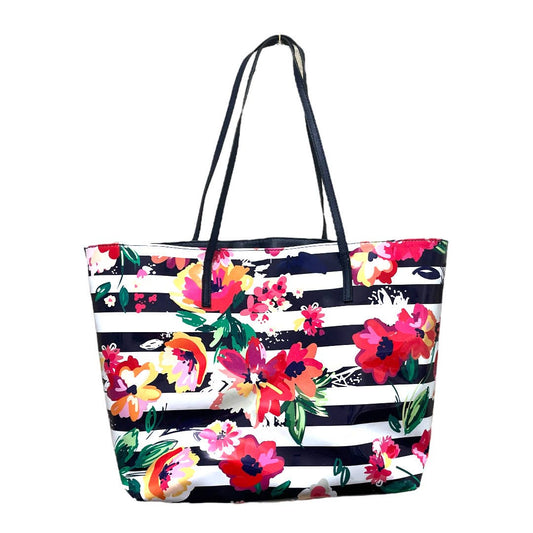 Macy’s Stripes & Floral Pattern Vinyl Tote