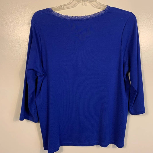 Jones New York Signature Dress Sweater with Lace Neckline Size 2X, Blue