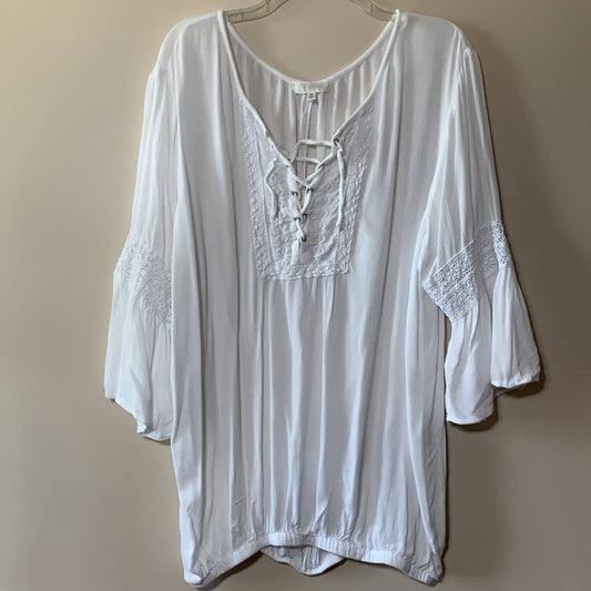 Eden & Olivia Flowy Boho Top Size 2X, White