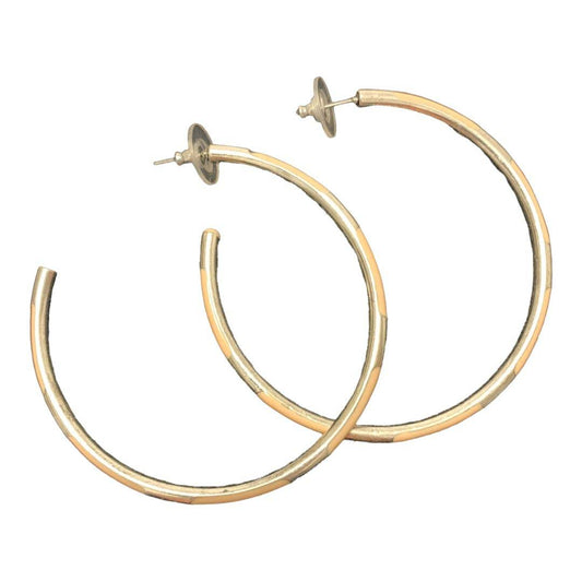 Silver & Peach Color Plated Extra Large Hoop Earrings-Costume Jewelry