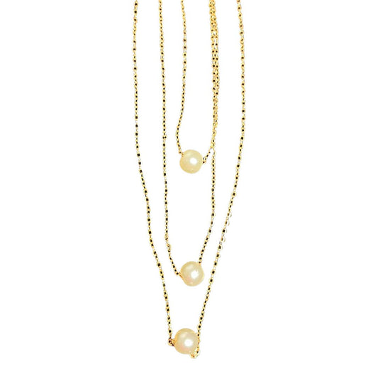 NWT Triple Layer Gold Tone Bead Necklace