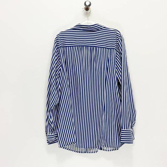 LANE BRYANT Blue & White Striped Long Sleeve Button Front Shirt Top Size 22