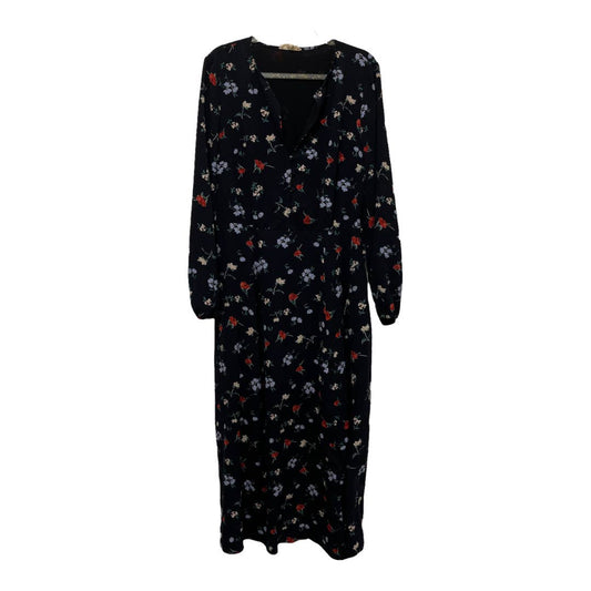 Promesa Bohemian Floral Long Sleeve Maxi V-Neck Dress Size L