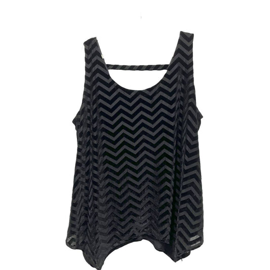 Lane Bryant Velvet Swing Sleeveless Top with Chevron Pattern, Size 18/20, Black