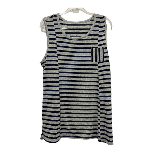 Lane Bryant Striped Sleeveless Top Size 10/12, Navy & Gray