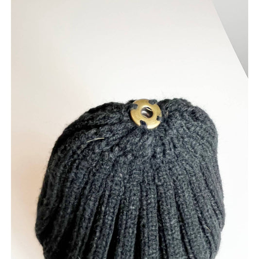 Hat Attack Black Beanie with Pom Pom Snap