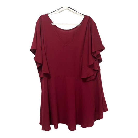 City Chic Collective Limited Top with Cap Sleeves Size XL/22, Ruby Red