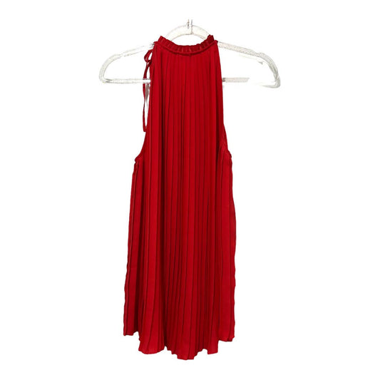 River Island Pleated Sleeveless Top with Adjustable Neck Ties Size 10, Red