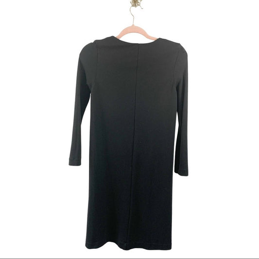 H & M Basic Long Sleeve Dress with Low Pockets Size XS, Black