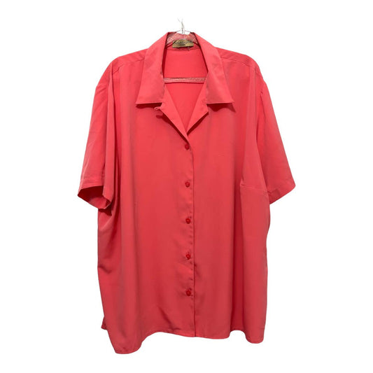 Sears Notations Short Sleeve Button Down Blouse Size Unknown, Coral