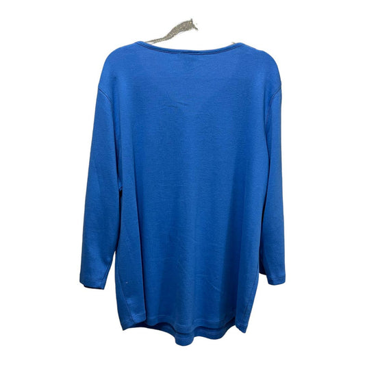 Rafaella 3/4 Length Sleeve Henley Tee Size 2X, Blue