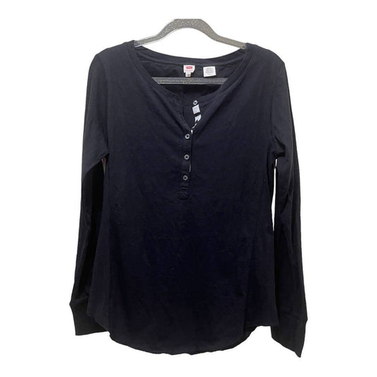 Levi's Long Sleeve V-Neck Henley Tee Size S, Black