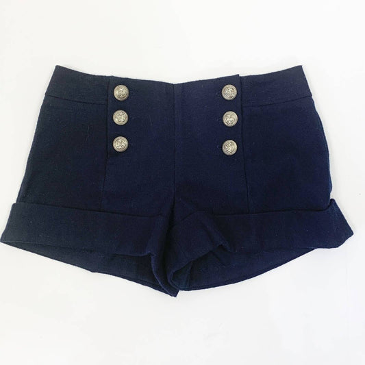 Twenty One Cuff Shorts with Button Details Size XS, Navy