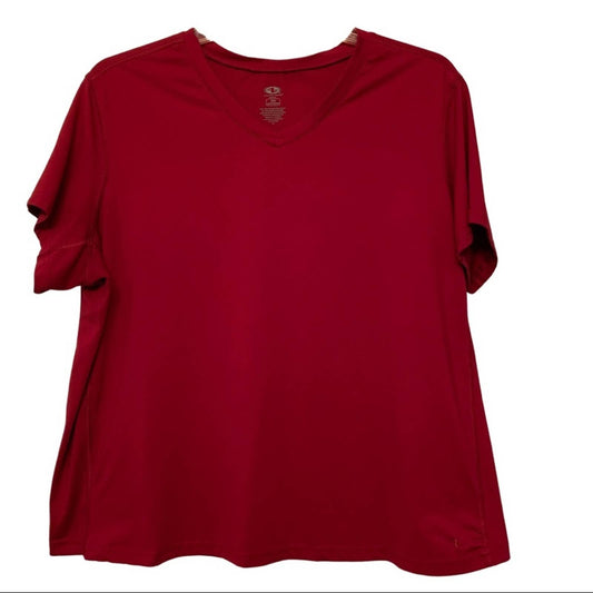 Athletic Works V-Neck Short Sleeve Top Size 3X, Red