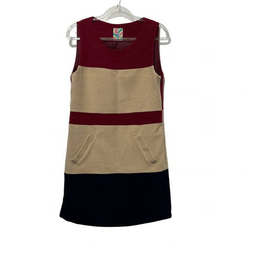 Colorblock Shift Dress by CHEZ size unknown, Red, Tan, & Navy